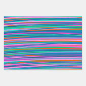 明るカラフルストライプ夏色の  ラッピングペーパーシート (正面)