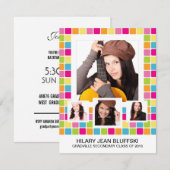 明るガーリーい色4緑の写真 招待状 (正面/裏面)