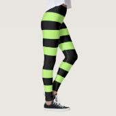 明るパーソナライズされたいネオングリーン&ブラックストライプ レギンス (右)