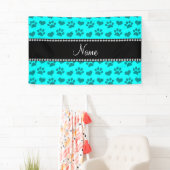 明るパーソナライズされたい水色のハートと手の跡に名前を付ける 横断幕 (インサイチュ)