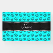 明るパーソナライズされたい水色のハートと手の跡に名前を付ける 横断幕 (横)