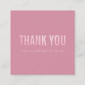 明るミニマルいピンクの感謝のロゴ スクエア名刺 (正面)