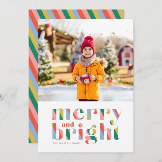 明るメリーいクリスマスの写真カード 案内状 (正面/裏面)