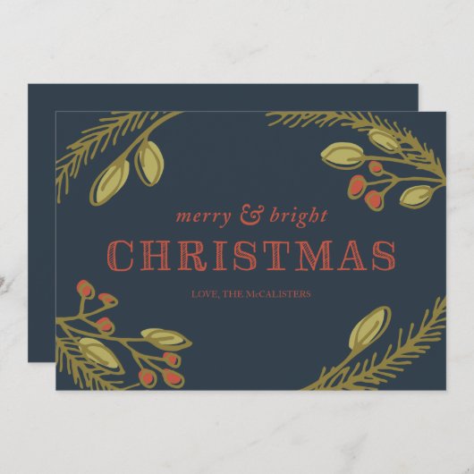 明るメリーいクリスマスの挨拶 シーズンカード (正面/裏面)