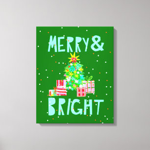 明るメリーいクリスマスツリー キャンバスプリント