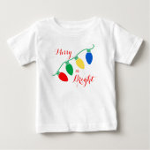 明るメリーいクリスマスパーソナライズされた光 ベビーTシャツ (正面)