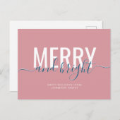 明るメリーいクリスマス休暇の埃っぽいピンク ポストカード (正面/裏面)