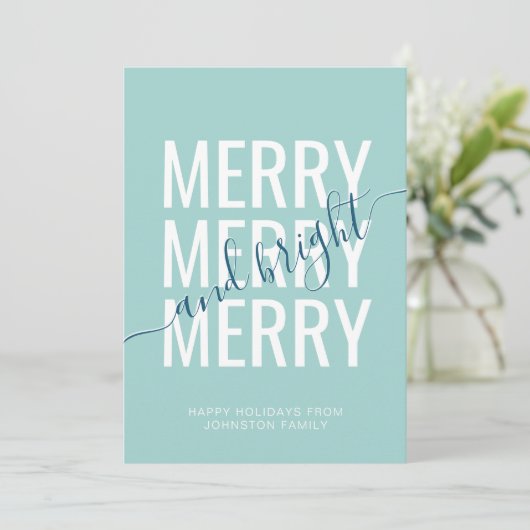 明るメリーいクリスマス・ライト・ティール(緑がかった色)市松模様に シーズンカード (スタンド正面)