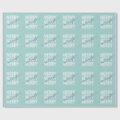 明るメリーいクリスマス・ライト・ティール（緑がかった色）市松模様に ラッピングペーパー (フラット)