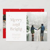 明るメリーいホワイト金ゴールドのホリデーカード シーズンカード (正面/裏面)
