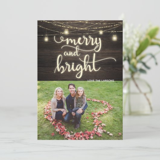 明るメリーい家族の写真のクリスマスカード 招待状 (スタンド正面)