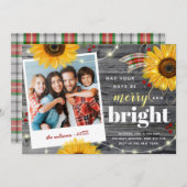 明るメリーい家族素朴の写真のクリスマス シーズンカード (正面/裏面)