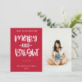 明るメリーい赤の祝日の挨拶写真カード シーズンカード (スタンド正面)