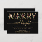 明るメリーい金ゴールドのクリスマスパーティの招待状 招待状 (正面/裏面)