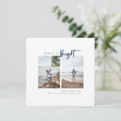 明るメリーい青のミニマモダンリスト写真 シーズンカード (スタンド正面)