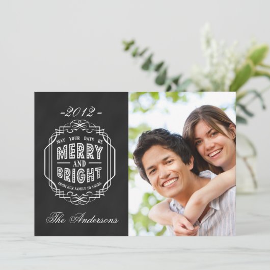 明るメリーい黒板フォトホリデーカード シーズンカード (スタンド正面)