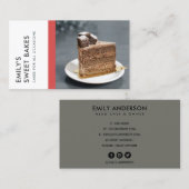 明るモダンいおもしろい赤灰色ベーカリーシェフ写真 名刺 (正面/裏面)