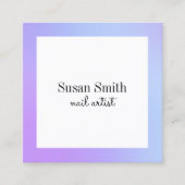 明るモダンいグラデーションの紫と青のネイルアーティスト  スクエア名刺 (正面)