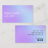 明るモダンいグラデーションの紫と青のネイルアーティスト 名刺 (正面/裏面)