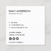 明るモダンいピンクはっきりした黄色のアクアネイビーストライプ スクエア名刺 (裏面)