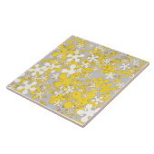 明るモダンい灰色、白、からし黄色、花 タイル (側面)