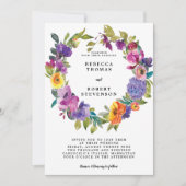 明るモダンい結婚式招待状フローラリース 招待状 (正面)