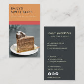 明るモダンい赤はっきりしたオレンジベーカリーシェフ写真 名刺 (正面/裏面)