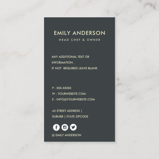 明るモダンい赤はっきりしたオレンジベーカリーシェフ写真 名刺 (裏面)