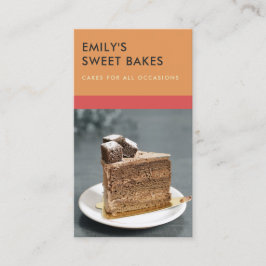 明るモダンい赤はっきりしたオレンジベーカリーシェフ写真 名刺