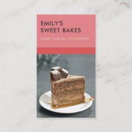 明るモダンい赤はっきりしたピンクのベーカリーシェフ写真 名刺