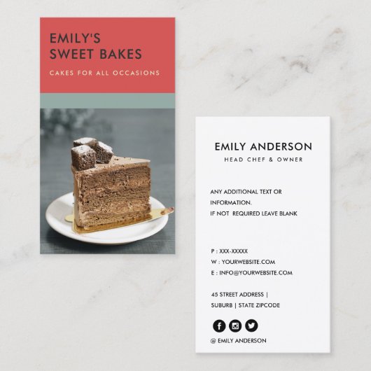 明るモダンく輝くおもしろいベーカリーシェフ写真 名刺 (正面/裏面)