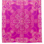 明るユニークいピンカラフルクの紫華美の模様 シャワーカーテン (正面)