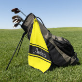 明る無地のい黄色の黒ストライプい ゴルフタオル (グリーン)