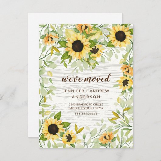 明る素朴いひまわりの動くアナウンス 案内ポストカード (正面/裏面)