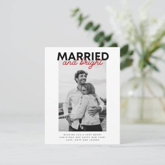 明る結婚したいクリスマス新婚の写真立て シーズンカード (スタンド正面)
