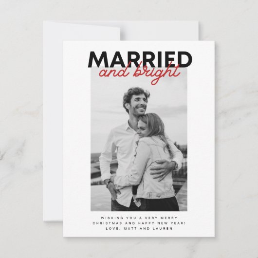 明る結婚したいクリスマス新婚の写真立て シーズンカード (正面)