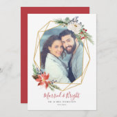 明る結婚したい幾何学模様のクリスマスカード 招待状 (正面/裏面)