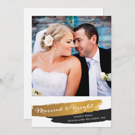 明る結婚したい金フェイク箔のクリスマス |金ゴールド シーズンカード (正面/裏面)