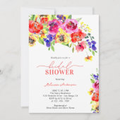 明エレガントるいカラフルフローラブライダルシャワー 招待状 (正面)