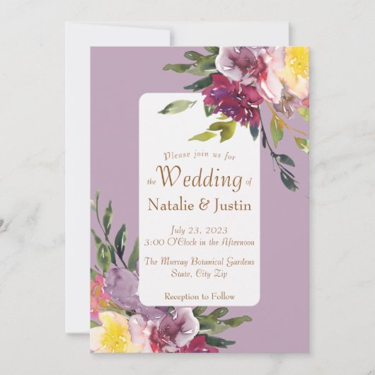 明エレガントるいカラフルルーズウォーターのカラーフローラ 招待状 (正面)