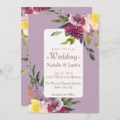 明エレガントるいカラフルルーズウォーターのカラーフローラ 招待状 (正面/裏面)