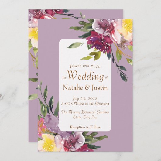 明エレガントるいカラフルルーズウォーターのカラーフローラ 招待状 (正面/裏面)