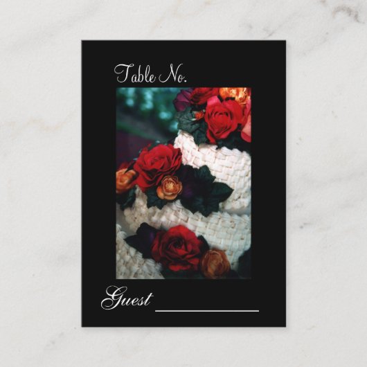 明エレガントるいバラケーキ結婚ーのテーブル座席表 プレイスカード (正面)