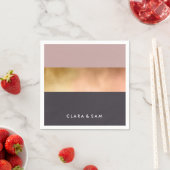 明エレガントるいバラ金ゴールドピンク灰色の色ブロック スタンダードカクテルナプキン (インサイチュ)