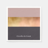 明エレガントるいバラ金ゴールドピンク灰色の色ブロック スタンダードカクテルナプキン (正面)