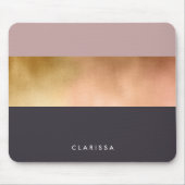 明エレガントるいバラ金ゴールドピンク灰色の色ブロック マウスパッド (正面)