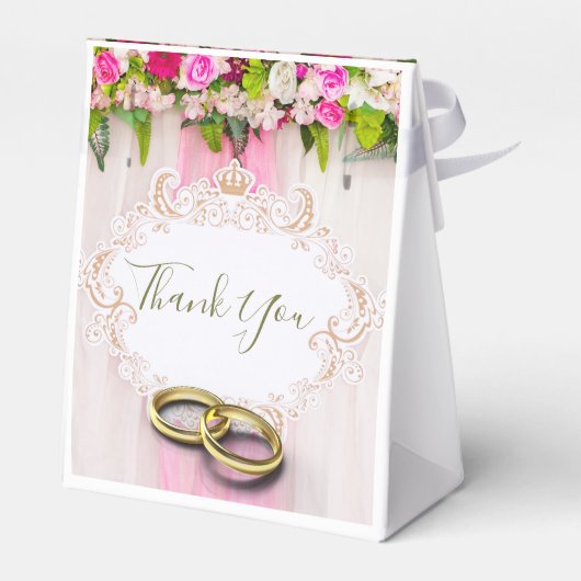 明エレガントるいピンクのフローラ結婚の フェイバーボックス (裏面サイド)