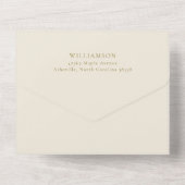 明エレガントるいピンクの水の色の結婚花 オールインワン招待状 (裏面)