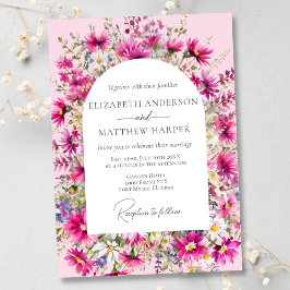 明エレガントるいピンクの野花結婚のフローラ 招待状