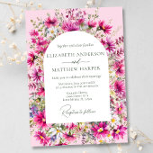 明エレガントるいピンクの野花結婚のフローラ 招待状